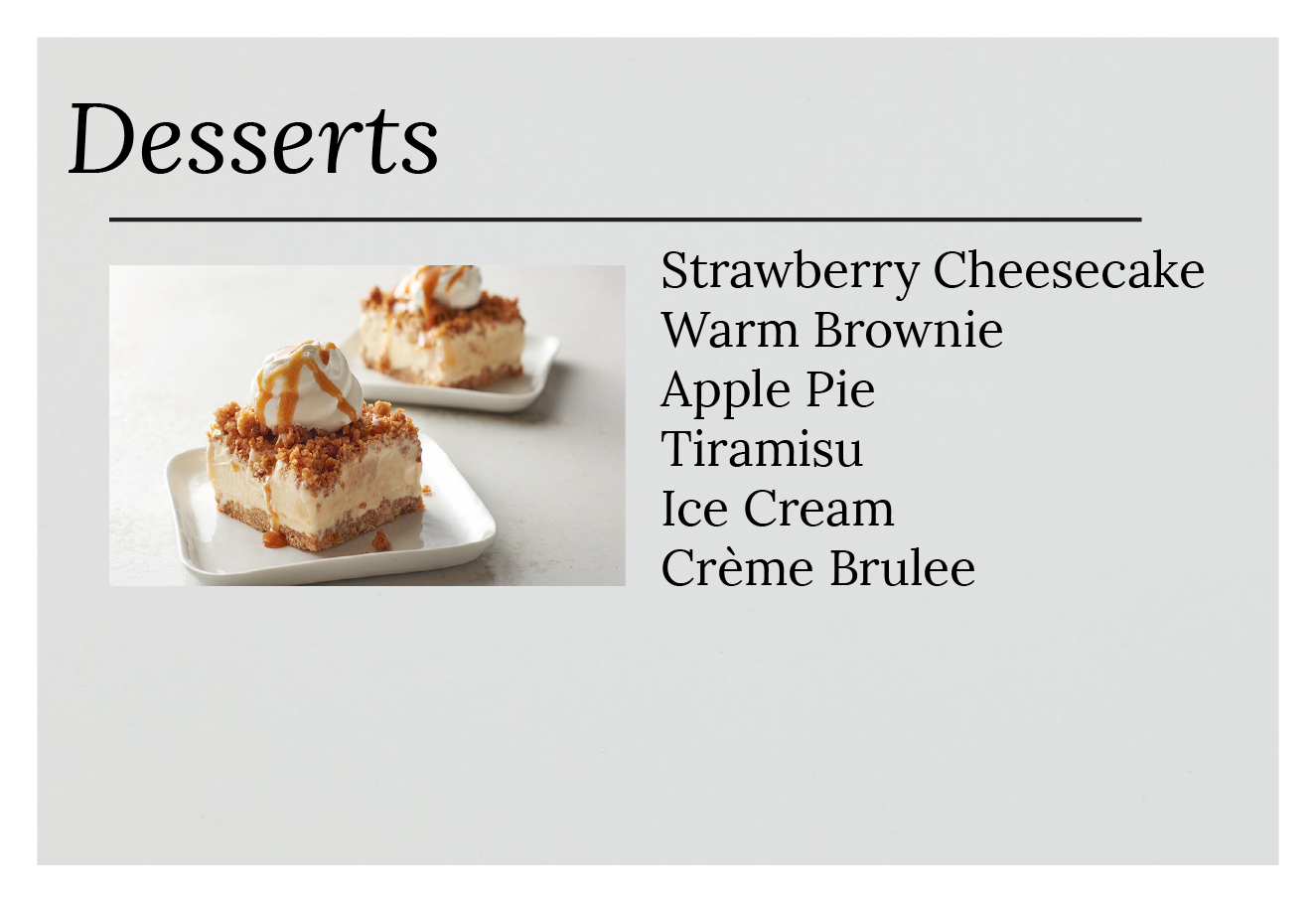 desserts